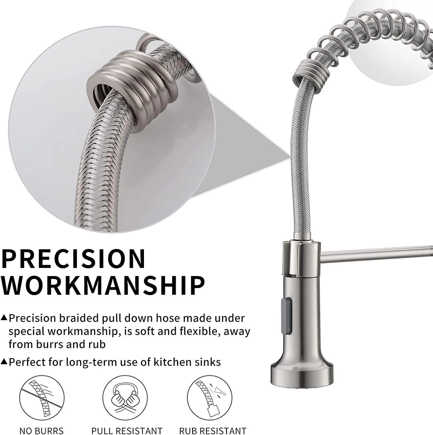 شیر آشپزخانه نیکل برس خورده SKADE، شیر آشپزخانه استیل ضد زنگ مدرن تک دسته با اسپری، شیر سینک آشپزخانه تجاری (1، نقره ای) شیر آشپزخانه نیکل برس خورده SKADE، شیر آشپزخانه استیل ضد زنگ مدرن تک دسته با اسپری، شیر سینک آشپزخانه تجاری (1، نقره ای)