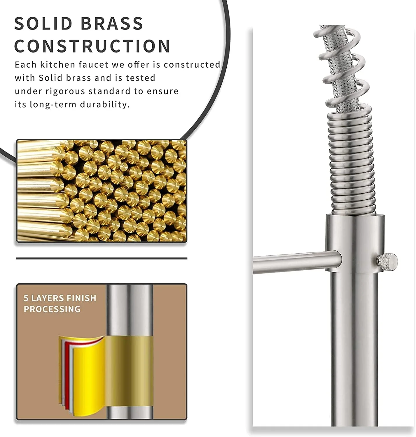 شیر آشپزخانه نیکل برس خورده SKADE، شیر آشپزخانه استیل ضد زنگ مدرن تک دسته با اسپری، شیر سینک آشپزخانه تجاری (1، نقره ای) شیر آشپزخانه نیکل برس خورده SKADE، شیر آشپزخانه استیل ضد زنگ مدرن تک دسته با اسپری، شیر سینک آشپزخانه تجاری (1، نقره ای)