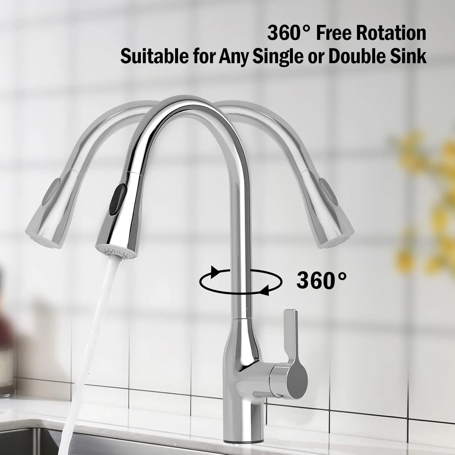 شیر آشپزخانه JOMOO، شیر آب آشپزخانه با اسپری کشویی، شیر مخلوط کن سینک ظرفشویی با چرخش 360 درجه، شیر آب آشپزخانه آب سرد و گرم با قوس بلند، کروم شیر آشپزخانه JOMOO، شیر آب آشپزخانه با اسپری کشویی، شیر مخلوط کن سینک ظرفشویی با چرخش 360 درجه، شیر آب آشپزخانه آب سرد و گرم با قوس بلند، کروم