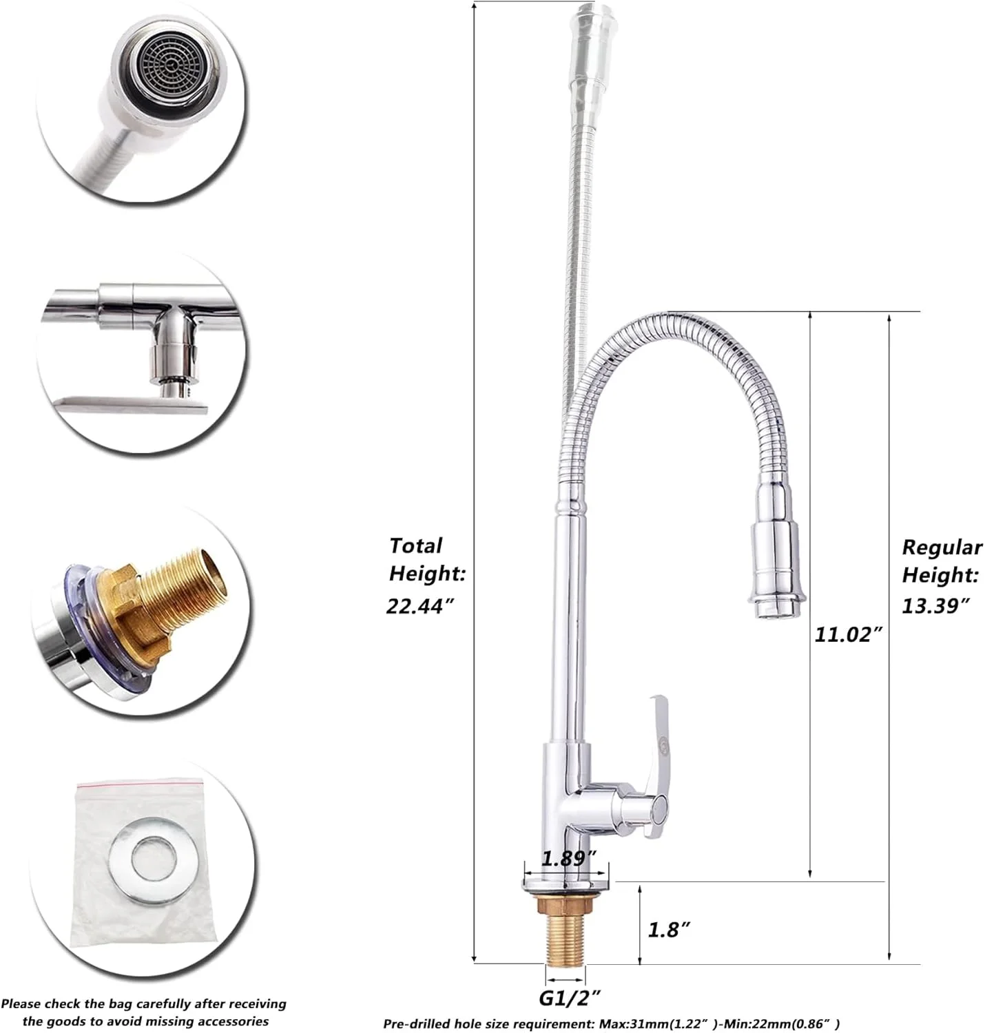 شیر آب آشپزخانه تک اهرمی انعطاف پذیر اینچنت، شیر سینک ظرفشویی با قابلیت بیرون کشیدن، شیر آب سرد تک لوله، شیر روشویی، شیرآلات رومیزی با روکش کروم شیر آب آشپزخانه تک اهرمی انعطاف پذیر اینچنت، شیر سینک ظرفشویی با قابلیت بیرون کشیدن، شیر آب سرد تک لوله، شیر روشویی، شیرآلات رومیزی با روکش کروم