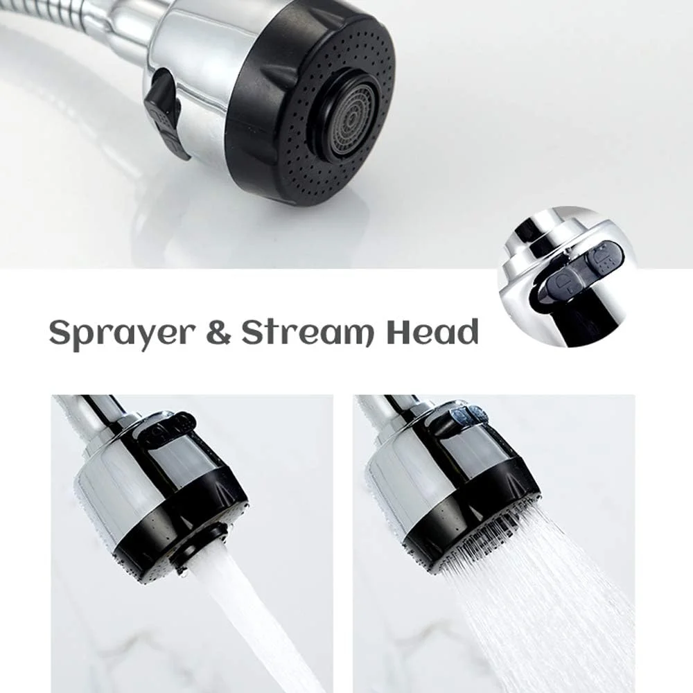 شیر آشپزخانه کروم GLYYR با آب گرم و سرد، دارای اسپری دو حالته، برنجی، نصب دیواری، شیر سینک آشپزخانه تک اهرمی و انعطاف پذیر