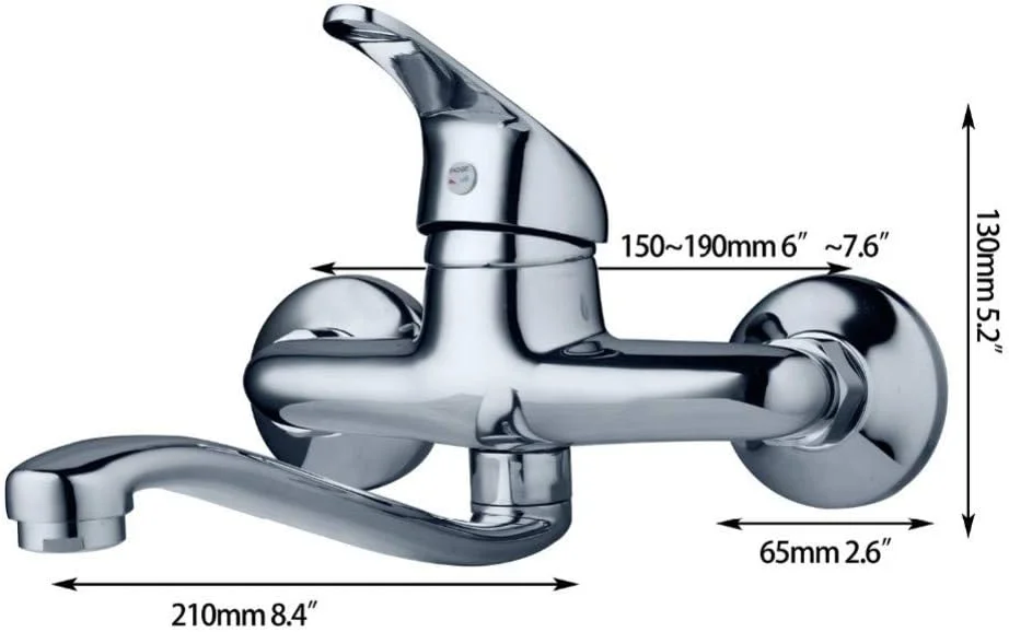 شیر آب روشویی برنجی جامد HommomH YHSGY، شیر آب گرم و سرد تک دسته، روکش کروم، شیرهای مخلوط کن سینک آشپزخانه حمام، نصب دیواری شیر آب روشویی برنجی جامد HommomH YHSGY، شیر آب گرم و سرد تک دسته، روکش کروم، شیرهای مخلوط کن سینک آشپزخانه حمام، نصب دیواری