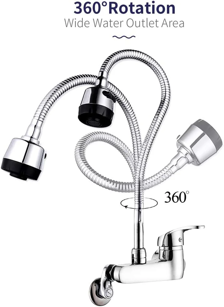 شیر آشپزخانه دیواری با مرکز 4-8 اینچی، دسته اسپری چرخشی قابل تنظیم، اهرم کشویی، شیر آب تجاری پیش شستشو، شیر میکسر کروم، سر اسپری 360 درجه، آب گرم و سرد شیر آشپزخانه دیواری با مرکز 4-8 اینچی، دسته اسپری چرخشی قابل تنظیم، اهرم کشویی، شیر آب تجاری پیش شستشو، شیر میکسر کروم، سر اسپری 360 درجه، آب گرم و سرد