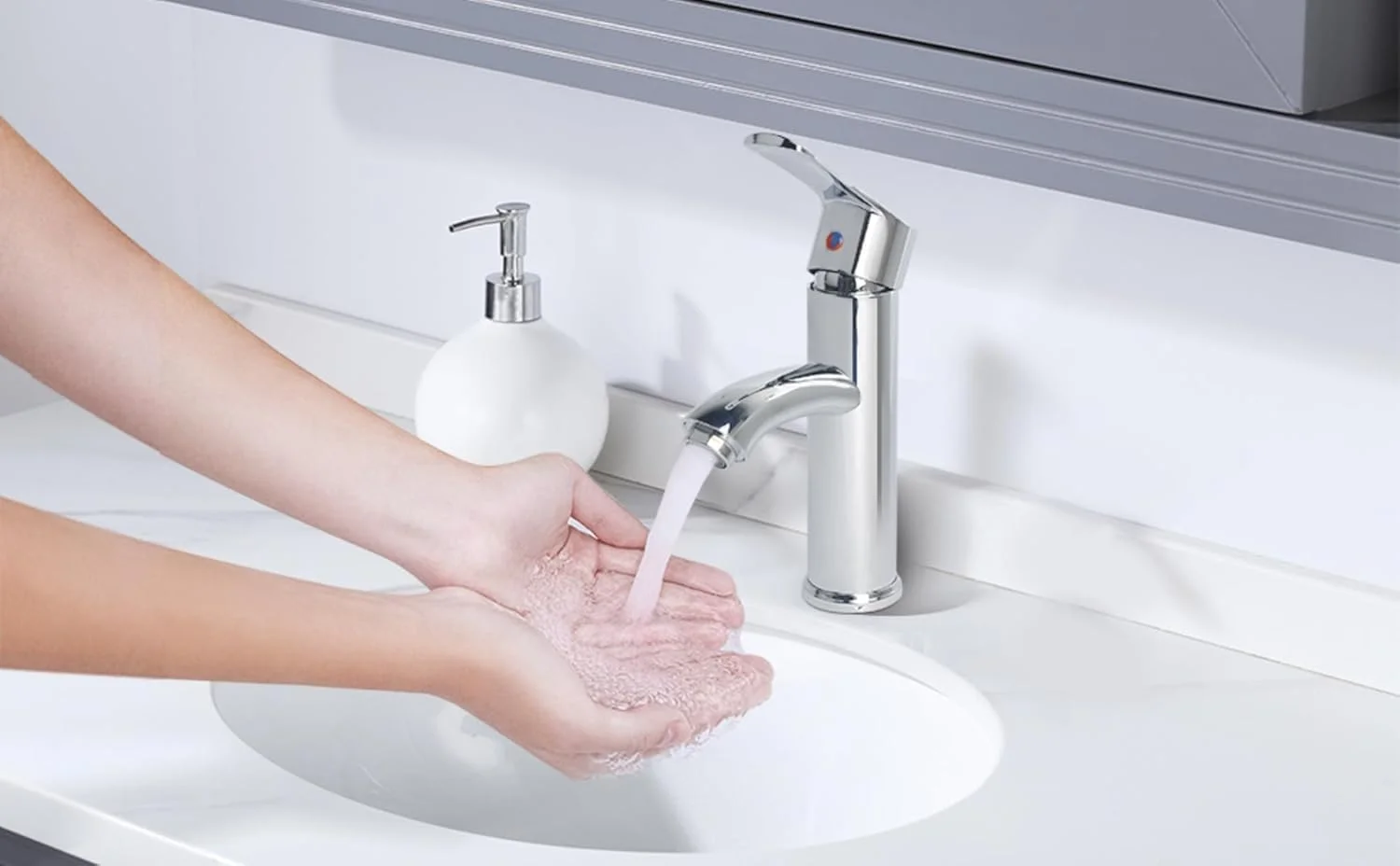 شیر روشویی، شیر تک اهرمی آب سرد و گرم حمام، شیر روشویی، سینک، آبدارخانه، قابل استفاده در آشپزخانه و لباسشویی، ست کامل با روکش کروم مدرن.