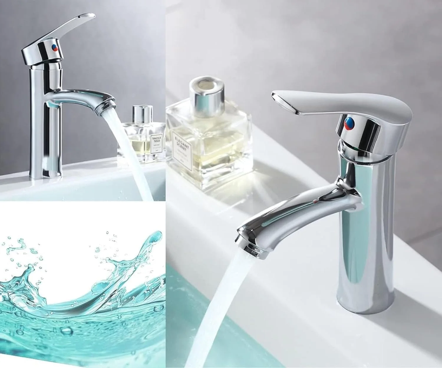 شیر روشویی، شیر تک اهرمی آب سرد و گرم حمام، شیر روشویی، سینک، آبدارخانه، قابل استفاده در آشپزخانه و لباسشویی، ست کامل با روکش کروم مدرن.