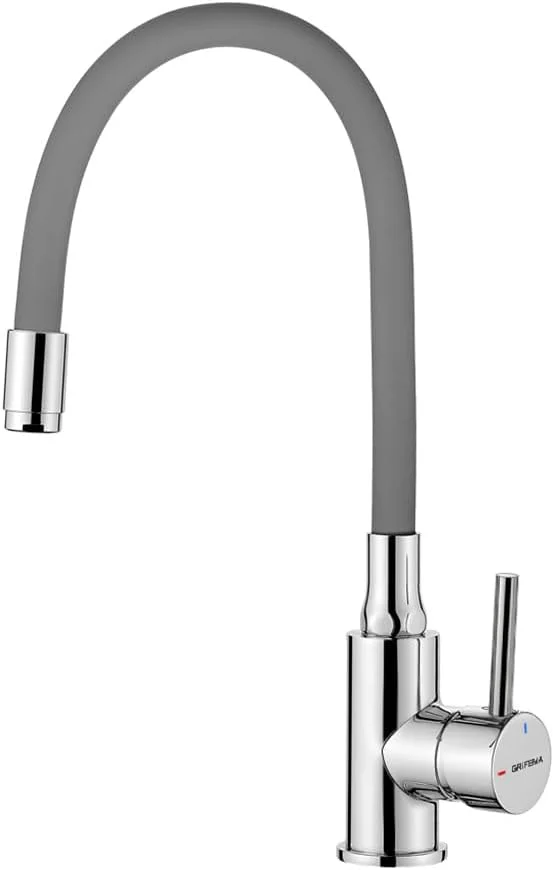 شیر آشپزخانه گریفوما GRIFEMA GRIFERÍA DE COCINA-G4002-9 با علم انعطاف پذیر، خاکستری، کروم