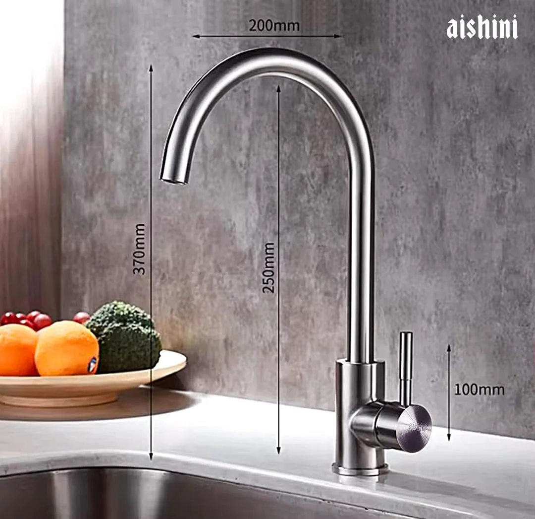 شیر آشپزخانه استیل ضد زنگ آیشینی، شیر سینک آشپزخانه کروم، تک دسته نصب شده روی سینک، شیرهای آب گرم و سرد، 1.3 کیلوگرم سنگین، مخلوط کن آشپزخانه چرخش 360 درجه (کروم) شیر آشپزخانه استیل ضد زنگ آیشینی، شیر سینک آشپزخانه کروم، تک دسته نصب شده روی سینک، شیرهای آب گرم و سرد، 1.3 کیلوگرم سنگین، مخلوط کن آشپزخانه چرخش 360 درجه (کروم)