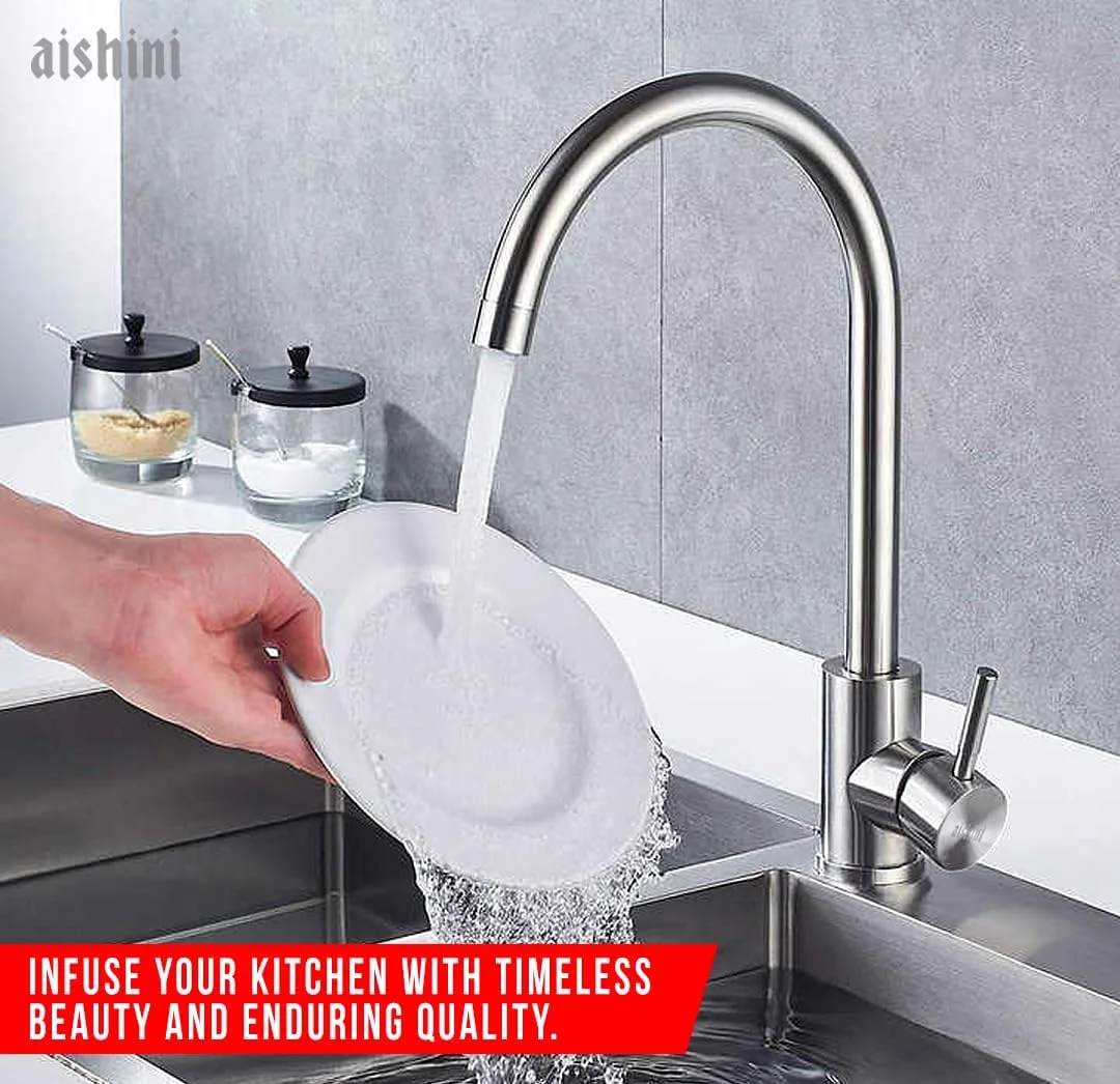 شیر آشپزخانه استیل ضد زنگ آیشینی، شیر سینک آشپزخانه کروم، تک دسته نصب شده روی سینک، شیرهای آب گرم و سرد، 1.3 کیلوگرم سنگین، مخلوط کن آشپزخانه چرخش 360 درجه (کروم) شیر آشپزخانه استیل ضد زنگ آیشینی، شیر سینک آشپزخانه کروم، تک دسته نصب شده روی سینک، شیرهای آب گرم و سرد، 1.3 کیلوگرم سنگین، مخلوط کن آشپزخانه چرخش 360 درجه (کروم)