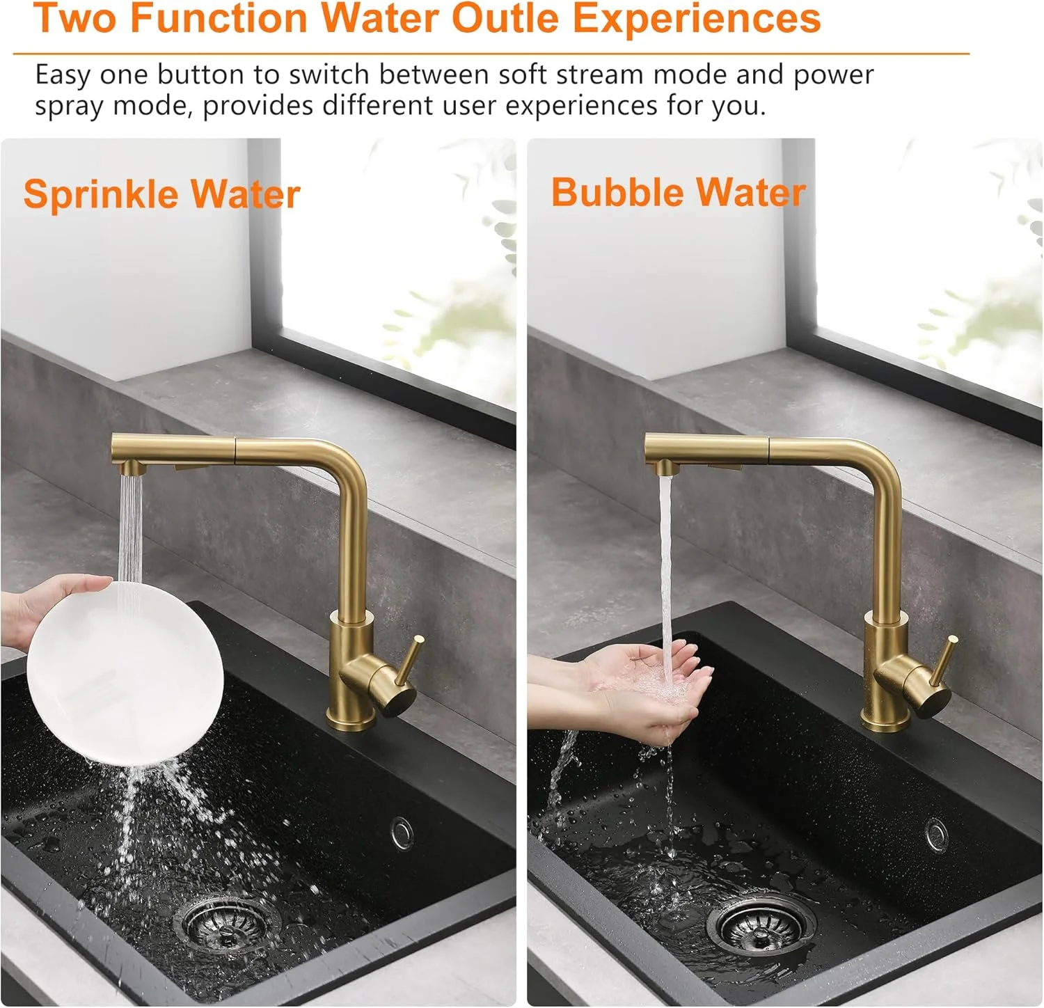 شیر آشپزخانه طلایی Tohlar، شیرآلات با اسپری بیرون کشویی، میکسر استیل ضد زنگ برس خورده 1 سوراخ، خروجی چرخان 360 درجه، شیر سینک ظرفشویی با میله مغناطیسی، 2 حالت آب، شیر تک اهرمی آشپزخانه طلایی (S048) شیر آشپزخانه طلایی Tohlar، شیرآلات با اسپری بیرون کشویی، میکسر استیل ضد زنگ برس خورده 1 سوراخ، خروجی چرخان 360 درجه، شیر سینک ظرفشویی با میله مغناطیسی، 2 حالت آب، شیر تک اهرمی آشپزخانه طلایی (S048)