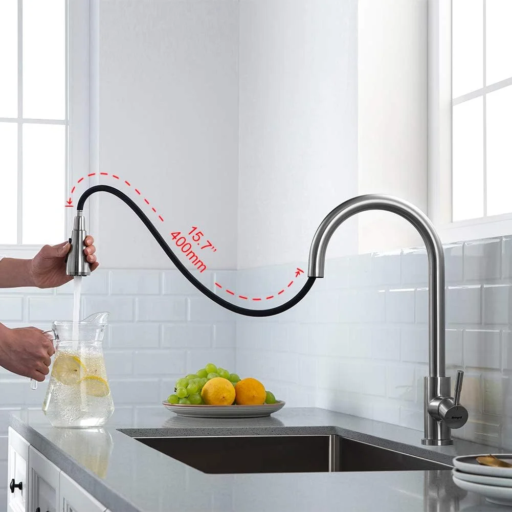 شیر آشپزخانه ایبراگریف مدل M22137 با اسپری کشویی، قوس بلند با حالت اسپری دوگانه، اهرم تک دسته با اتصالات استاندارد بریتانیا، استیل ضد زنگ شیر آشپزخانه ایبراگریف مدل M22137 با اسپری کشویی، قوس بلند با حالت اسپری دوگانه، اهرم تک دسته با اتصالات استاندارد بریتانیا، استیل ضد زنگ