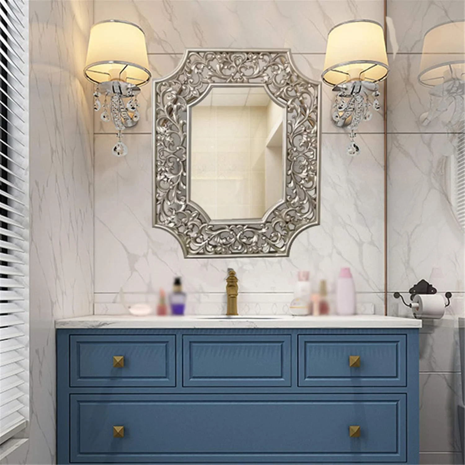 آینه تزئینی رترو ABHJKLM، آینه دیواری پس زمینه نامنظم هتل کارائوکه، آینه بزرگ توخالی دیواری حمام