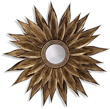 آینه دیواری تزئینی مدل خورشیدی به سبک اروپایی مناسب حمام، اتاق نشیمن و اتاق خواب، ابعاد 70 * 70 سانتی متر