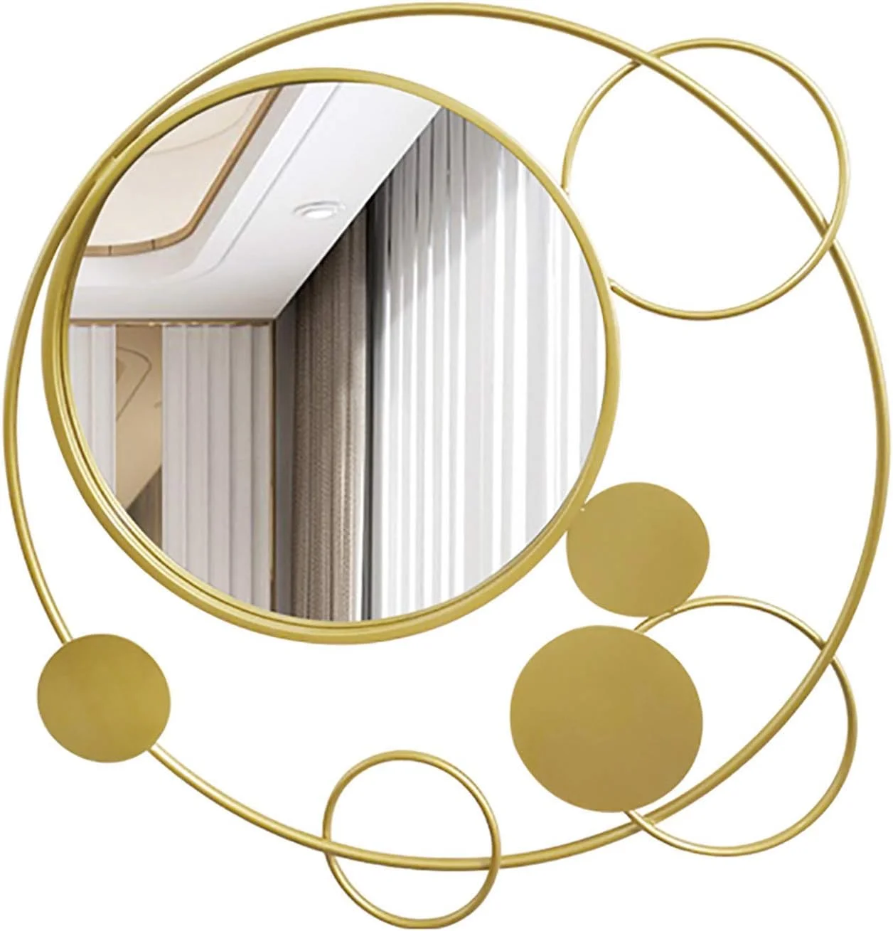 آینه تزئینی دیواری ABHJKLM، آینه گرد مدرن، دکوراسیون دیواری، آویز پس زمینه تلویزیون