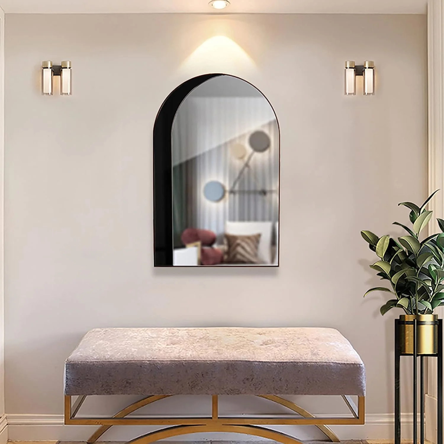 آینه قوسی ABHJKLM با ابعاد 60 در 86 سانتی متر، آینه دیواری دکوراتیو خاص، آینه خانگی برای حمام، نصب آسان، اثر هنری منحصر به فرد آینه قوسی ABHJKLM با ابعاد 60 در 86 سانتی متر، آینه دیواری دکوراتیو خاص، آینه خانگی برای حمام، نصب آسان، اثر هنری منحصر به فرد