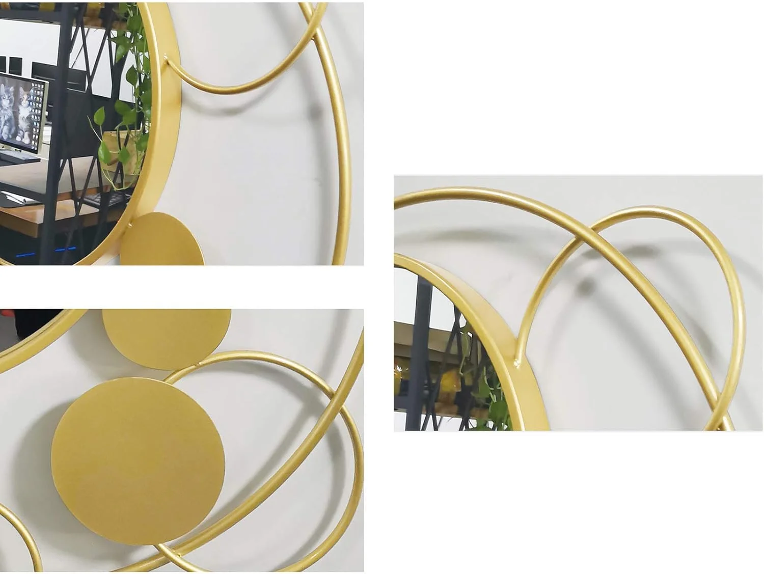 آینه تزئینی دیواری ABHJKLM، آینه گرد مدرن، دکوراسیون دیواری، آویز پس زمینه تلویزیون