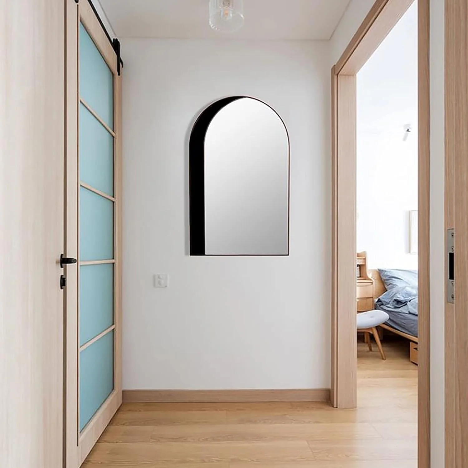 آینه قوسی ABHJKLM با ابعاد 60 در 86 سانتی متر، آینه دیواری دکوراتیو خاص، آینه خانگی برای حمام، نصب آسان، اثر هنری منحصر به فرد آینه قوسی ABHJKLM با ابعاد 60 در 86 سانتی متر، آینه دیواری دکوراتیو خاص، آینه خانگی برای حمام، نصب آسان، اثر هنری منحصر به فرد