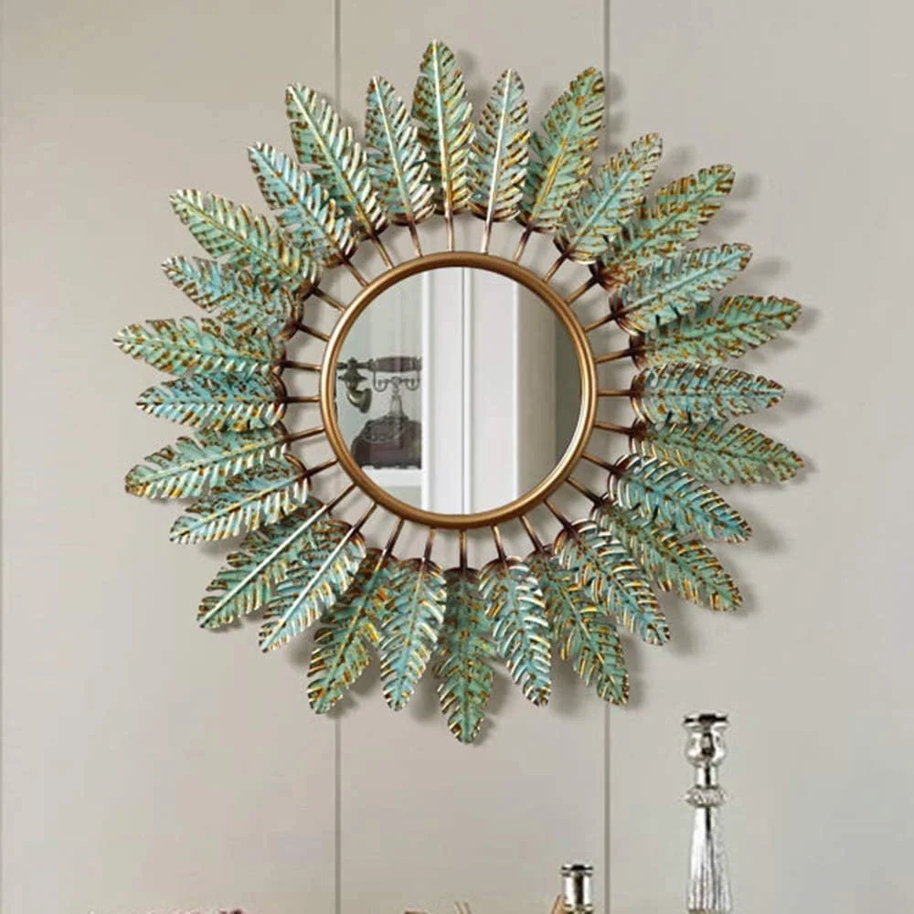 آینه دیواری سه بعدی ABHJKLM، آینه تزئینی خلاقانه ورودی، آینه آفتابگردان آویز برای رستوران، اتاق نشیمن و حمام، 90 سانتی متر