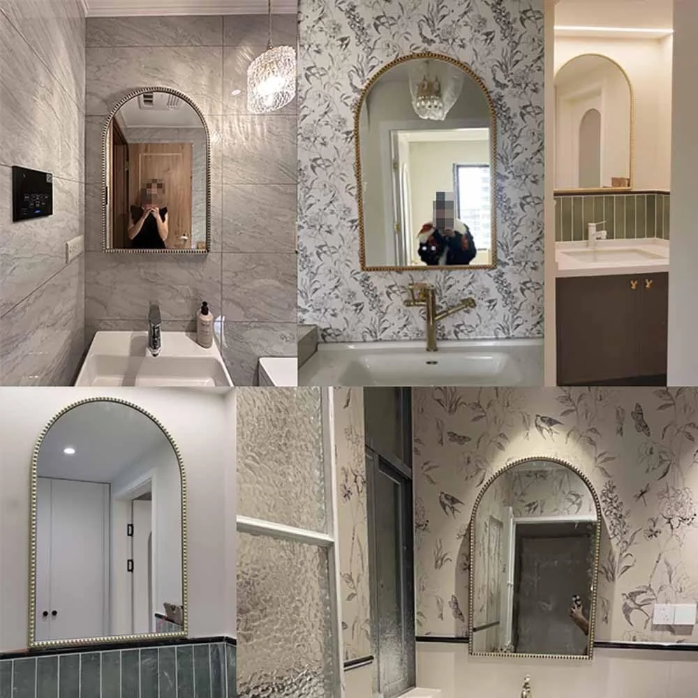 آینه قدی کمانی طرح عتیقه مناسب سرویس بهداشتی، اتاق خواب، نشیمن و آرایش مدل 90x60cm با قاب تزیینی طلایی آینه قدی کمانی طرح عتیقه مناسب سرویس بهداشتی، اتاق خواب، نشیمن و آرایش مدل 90x60cm با قاب تزیینی طلایی