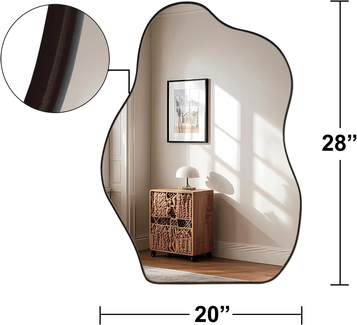 آینه دیواری نامتقارن BOMINICA، آینه بدون قاب و نامنظم برای حمام، اتاق نشیمن، ورودی، اتاق خواب، 50 در 70 سانتی متر آینه دیواری نامتقارن BOMINICA، آینه بدون قاب و نامنظم برای حمام، اتاق نشیمن، ورودی، اتاق خواب، 50 در 70 سانتی متر