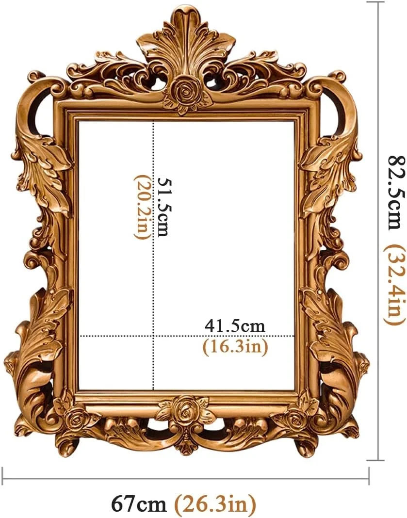 آینه تزئینی دیواری حمام HD بالای سینک - آینه آرایشی رومیزی عتیقه - سایزهای بزرگ/پرداخت های مختلف (شامپاین) آینه تزئینی دیواری حمام HD بالای سینک - آینه آرایشی رومیزی عتیقه - سایزهای بزرگ/پرداخت های مختلف (شامپاین)