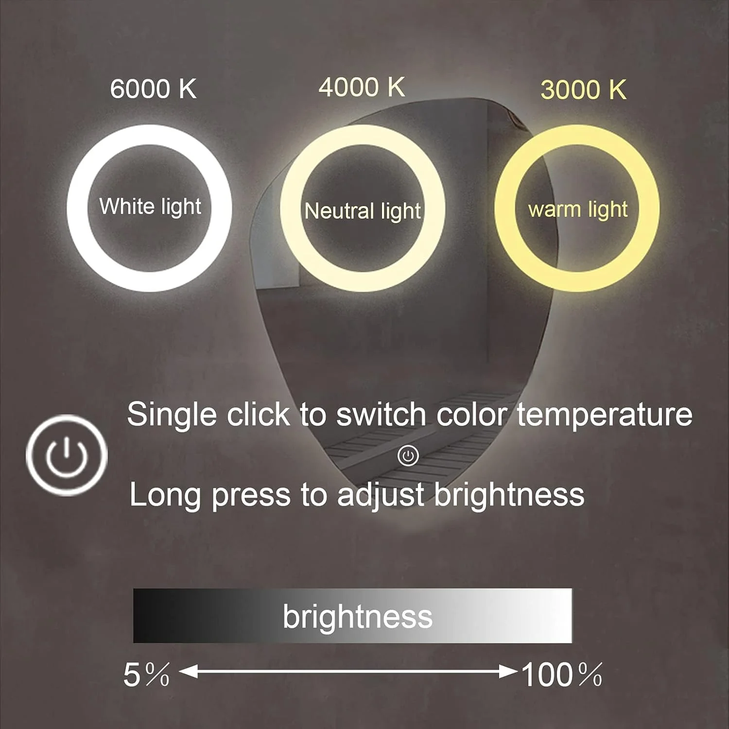 آینه روشویی LED حمام، آینه تزئینی مدرن، آینه آرایش دیواری با نور 70/80/90 سانتیمتری، با کلید دیمر لمسی، 3 رنگ نور، برای حمام، ورودی، B، B-70x90 سانتیمتر آینه روشویی LED حمام، آینه تزئینی مدرن، آینه آرایش دیواری با نور 70/80/90 سانتیمتری، با کلید دیمر لمسی، 3 رنگ نور، برای حمام، ورودی، B، B-70x90 سانتیمتر