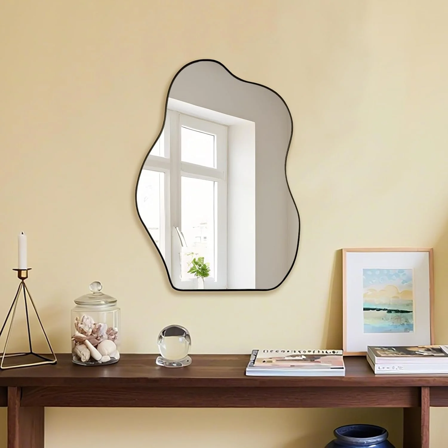 آینه دیواری نامتقارن BOMINICA، آینه بدون قاب و نامنظم برای حمام، اتاق نشیمن، ورودی، اتاق خواب، 50 در 70 سانتی متر آینه دیواری نامتقارن BOMINICA، آینه بدون قاب و نامنظم برای حمام، اتاق نشیمن، ورودی، اتاق خواب، 50 در 70 سانتی متر