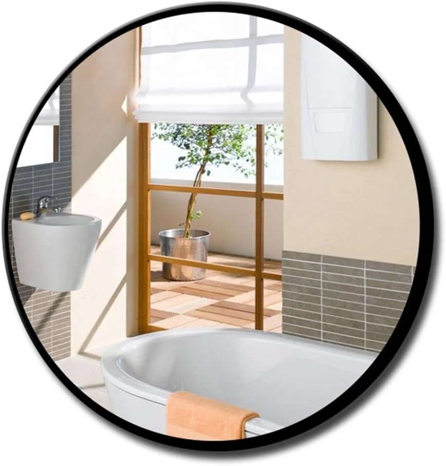 آینه دیواری فلزی آینه گرد آینه آرایشی آینه آرایش آینه حمام آینه تزئینی آینه آویز آینه گرد آینه خلاقانه (رنگ: مشکی، اندازه: قطر 70 سانتی متر (27 اینچ))