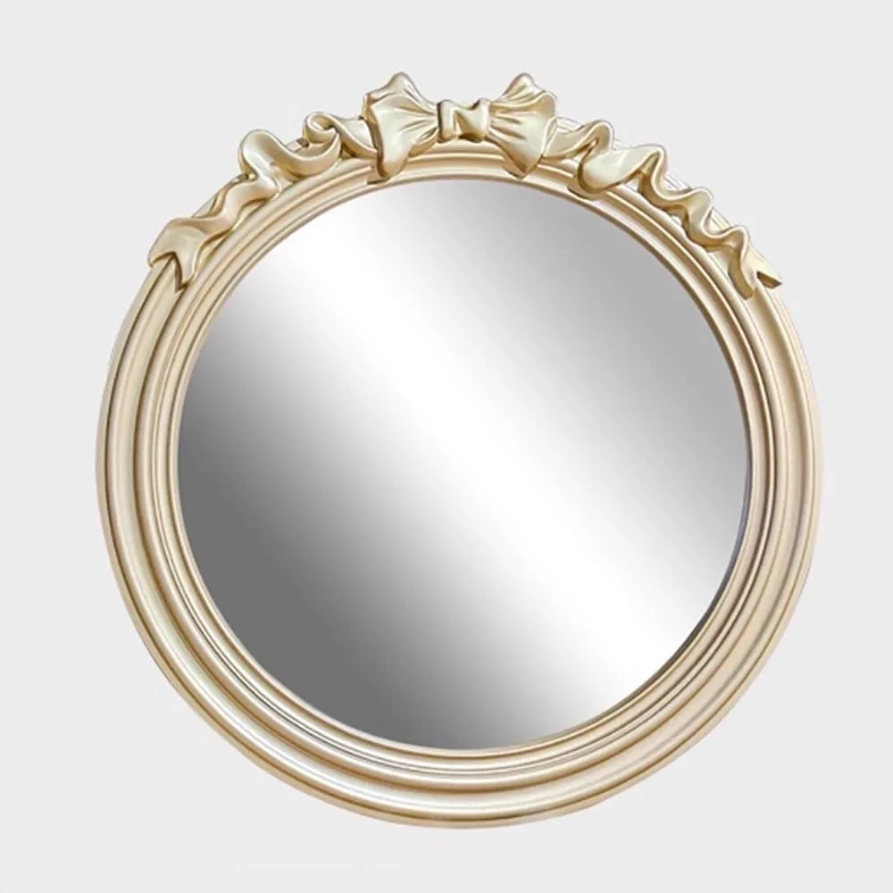 آینه دیواری شیک، آینه تزئینی 60 * 60 سانتی‌متر، آینه حمام با قاب چوبی، آینه گرد وینتیج برای اتاق خواب، حمام، اتاق نشیمن یا آینه آویز ورودی (60 * 60 سانتی‌متر)