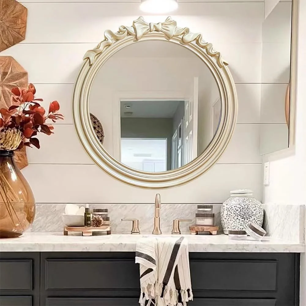آینه دیواری شیک، آینه تزئینی 60 * 60 سانتیمتر، آینه حمام با قاب چوبی، آینه گرد وینتیج برای اتاق خواب، حمام، اتاق نشیمن یا آینه آویز ورودی (60 * 60 سانتیمتر) آینه دیواری شیک، آینه تزئینی 60 * 60 سانتیمتر، آینه حمام با قاب چوبی، آینه گرد وینتیج برای اتاق خواب، حمام، اتاق نشیمن یا آینه آویز ورودی (60 * 60 سانتیمتر)