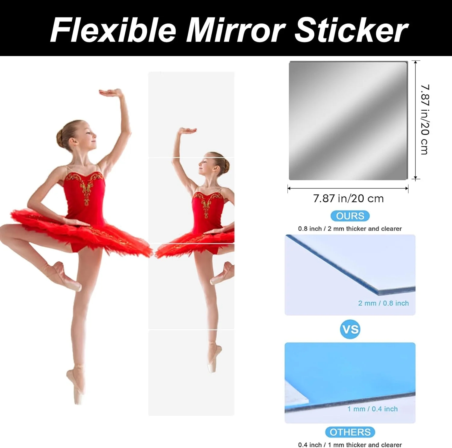 ورقههای آینه انعطاف پذیر اکریلیک Chuangyinggo، 20x20 سانتی متر، بسته 4 عددی، برچسبهای دیواری مربعی قابل برش خود چسب، برچسبهای ایمنی بازتابنده غیر شیشه ای برای دکوراسیون منزل و صنایع دستی DIY ورقههای آینه انعطاف پذیر اکریلیک Chuangyinggo، 20x20 سانتی متر، بسته 4 عددی، برچسبهای دیواری مربعی قابل برش خود چسب، برچسبهای ایمنی بازتابنده غیر شیشه ای برای دکوراسیون منزل و صنایع دستی DIY