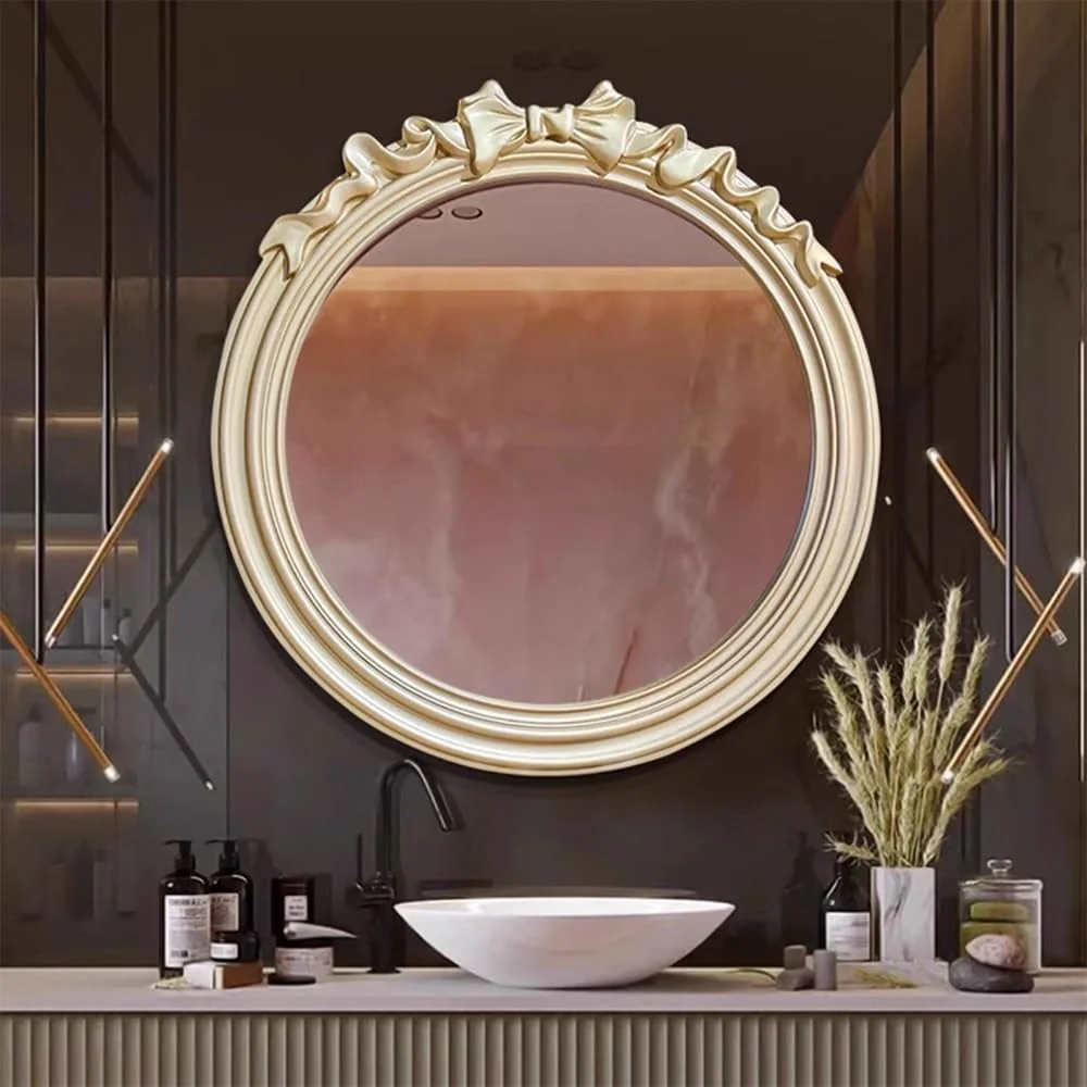 آینه دیواری شیک، آینه تزئینی 60 * 60 سانتیمتر، آینه حمام با قاب چوبی، آینه گرد وینتیج برای اتاق خواب، حمام، اتاق نشیمن یا آینه آویز ورودی (60 * 60 سانتیمتر) آینه دیواری شیک، آینه تزئینی 60 * 60 سانتیمتر، آینه حمام با قاب چوبی، آینه گرد وینتیج برای اتاق خواب، حمام، اتاق نشیمن یا آینه آویز ورودی (60 * 60 سانتیمتر)
