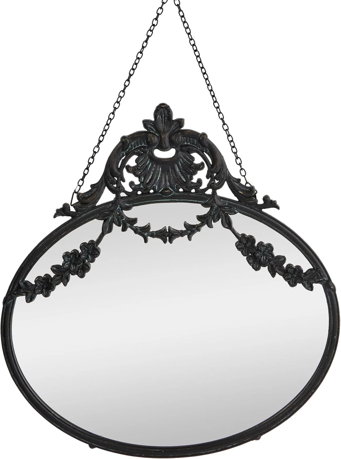 آینه دیواری قاب دار قلع قدیمی Creative Co-Op با زنجیر تزئینی، مشکی آینه دیواری قاب دار قلع قدیمی Creative Co-Op با زنجیر تزئینی، مشکی