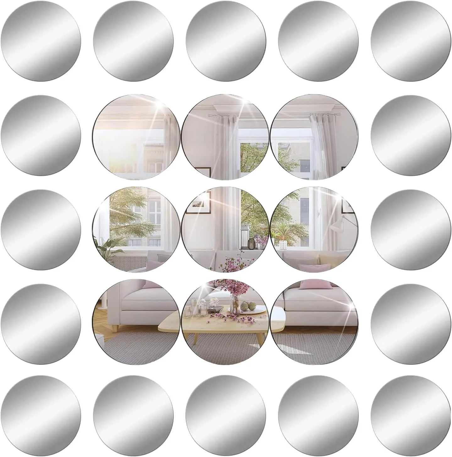 JMNHSOA بسته 25 عددی استیکر آینه دیواری دایره ای گرد، آینه تزئینی DIY 5 سانتی متری، دکوراسیون آینه دیواری اکریلیک، آینه انعطاف پذیر خود چسب HD برای اتاق خواب، اتاق نشیمن JMNHSOA بسته 25 عددی استیکر آینه دیواری دایره ای گرد، آینه تزئینی DIY 5 سانتی متری، دکوراسیون آینه دیواری اکریلیک، آینه انعطاف پذیر خود چسب HD برای اتاق خواب، اتاق نشیمن