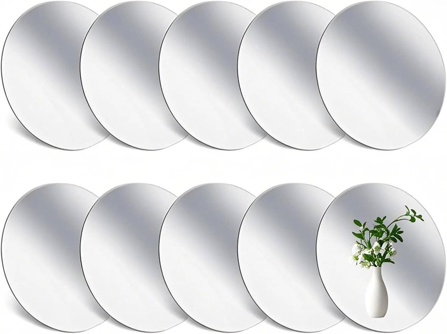 JMNHSOA بسته 10 عددی استیکر آینه دیواری دایره ای شکل، آینه تزئینی DIY، آینه اکریلیک 15 سانتی متری، آینه HD خود چسب انعطاف پذیر برای اتاق خواب، اتاق نشیمن