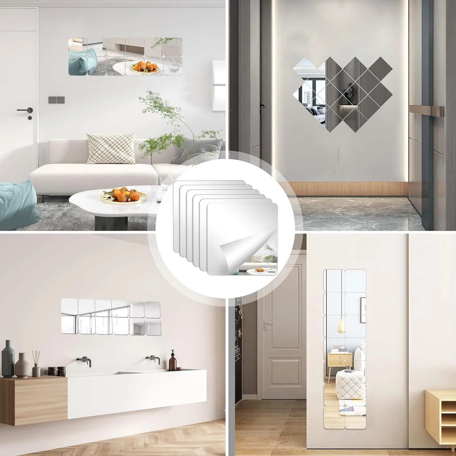 کاشی آینه ای خود چسب Johotone، استیکر دیواری آینه ای انعطاف پذیر، دکوراسیون دیواری آکریلیک، آینه تزئینی بدون قاب برای دکوراسیون منزل و حمام، 15 x 15 سانتی متر، بسته 12 عددی کاشی آینه ای خود چسب Johotone، استیکر دیواری آینه ای انعطاف پذیر، دکوراسیون دیواری آکریلیک، آینه تزئینی بدون قاب برای دکوراسیون منزل و حمام، 15 x 15 سانتی متر، بسته 12 عددی