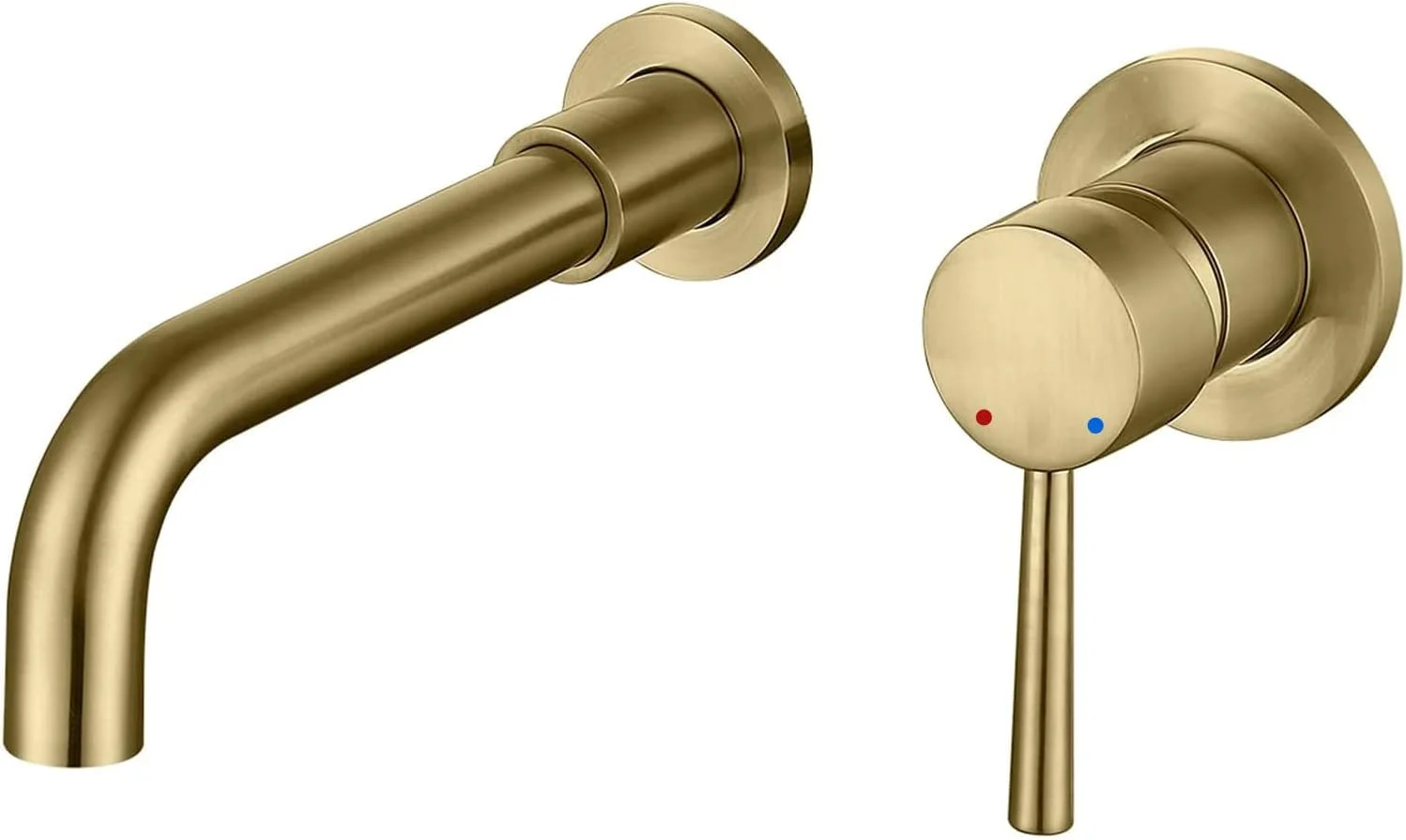 شیر روشویی دیواری HMEGAO طلایی برس خورده، شیر سینک حمام با تک دسته و شیرآلات مورد نیاز شیر روشویی دیواری HMEGAO طلایی برس خورده، شیر سینک حمام با تک دسته و شیرآلات مورد نیاز