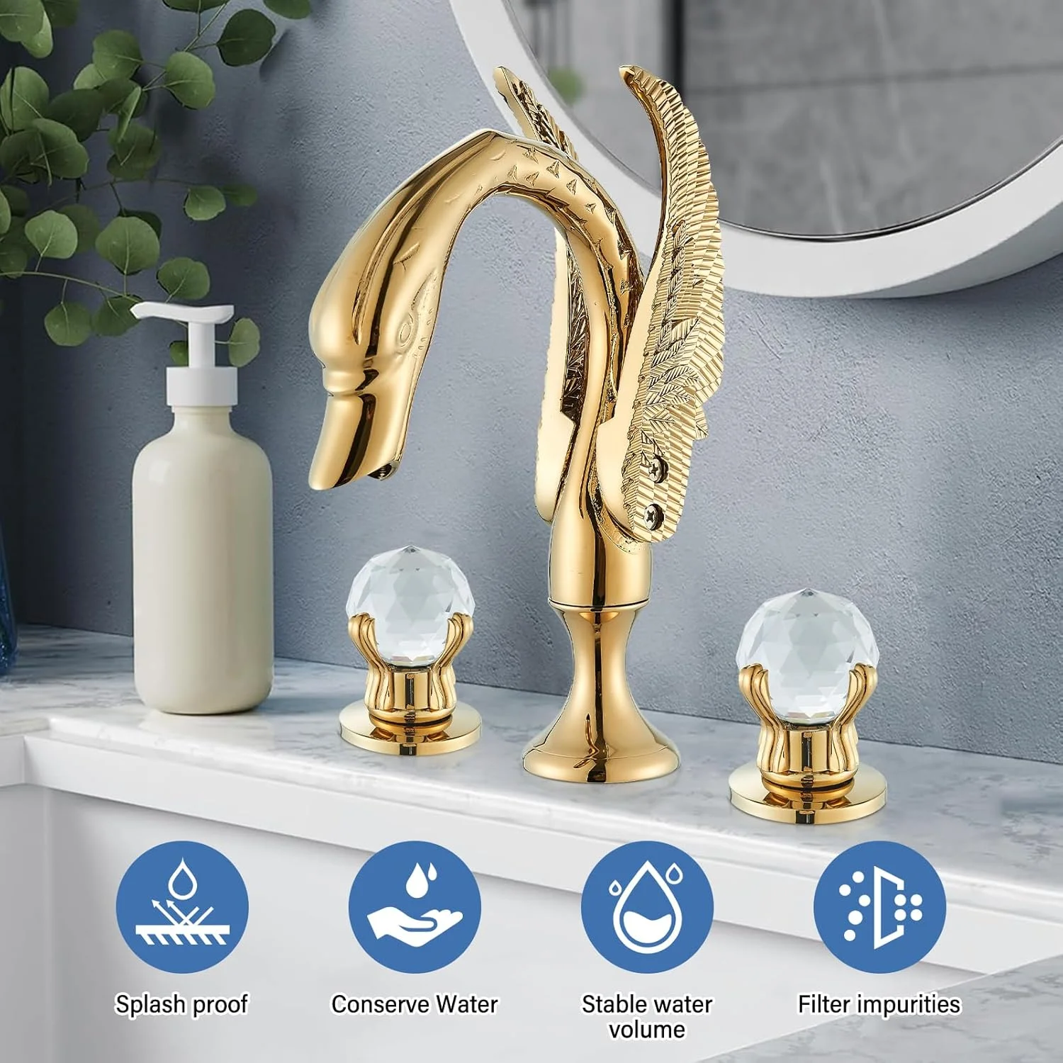شیر روشویی گسترده ویداگ مدل قو طلایی، شیر سینک دستشویی 3 سوراخ 2 دسته کریستالی، شیرآلات مدرن روشویی، شیر سینک دستشویی آبشاری با قوس بلند شیر روشویی گسترده ویداگ مدل قو طلایی، شیر سینک دستشویی 3 سوراخ 2 دسته کریستالی، شیرآلات مدرن روشویی، شیر سینک دستشویی آبشاری با قوس بلند