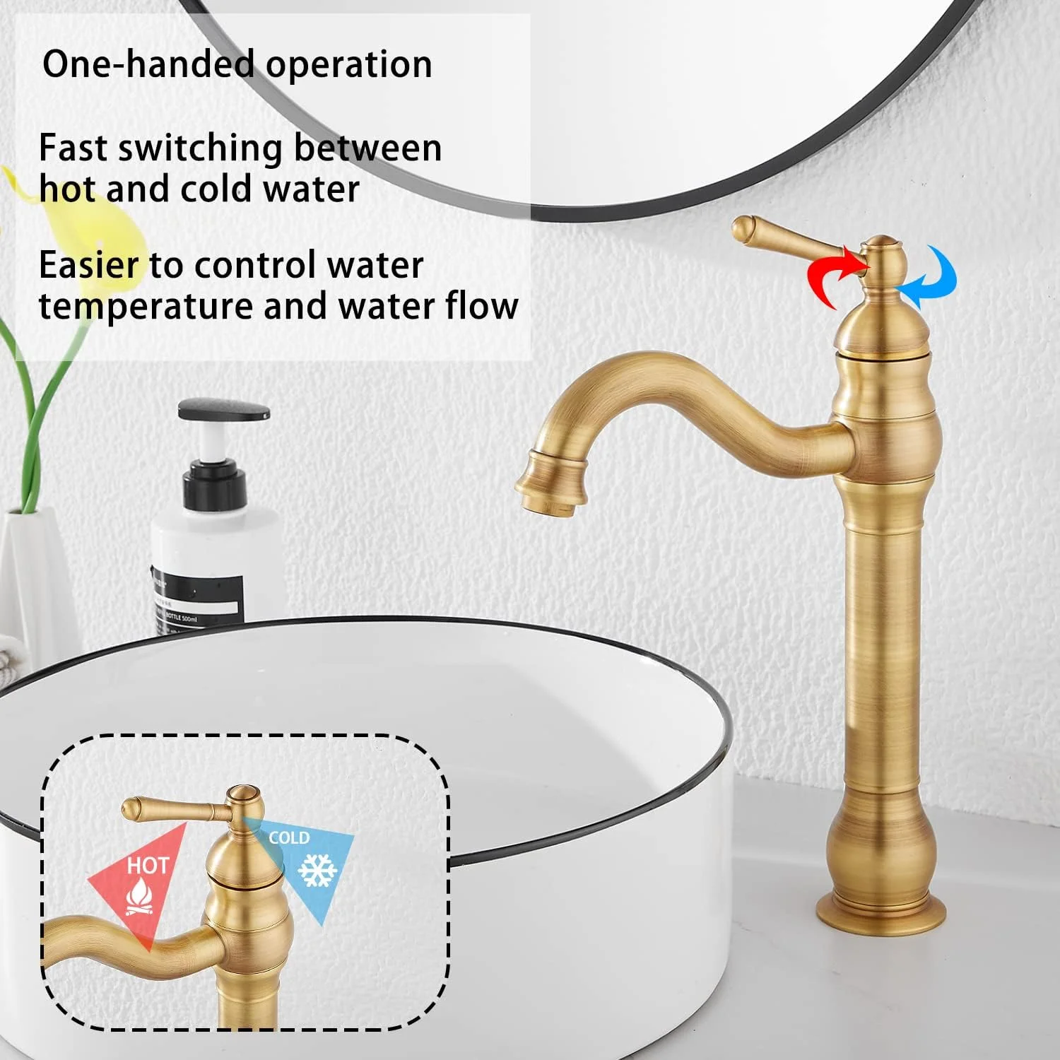 شیرآلات روشویی برنزی روغنکاری شده GGStudy، تک دستگیره (برنج عتیقه) شیرآلات روشویی برنزی روغنکاری شده GGStudy، تک دستگیره (برنج عتیقه)