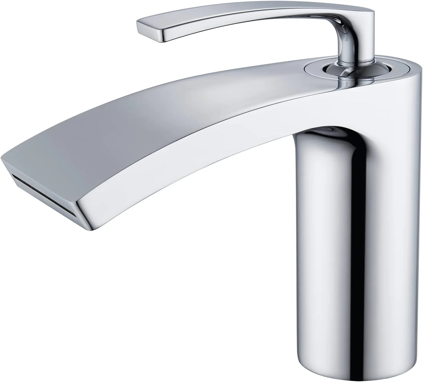 شیر آب حمام آبشاری کروم فشن هوم - شیر میکسر سینک تک دسته برنجی جامد، شیر روشویی تک حفره ای برای RV و سرویس بهداشتی، با 2 عدد شلنگ 60 سانتی متری.