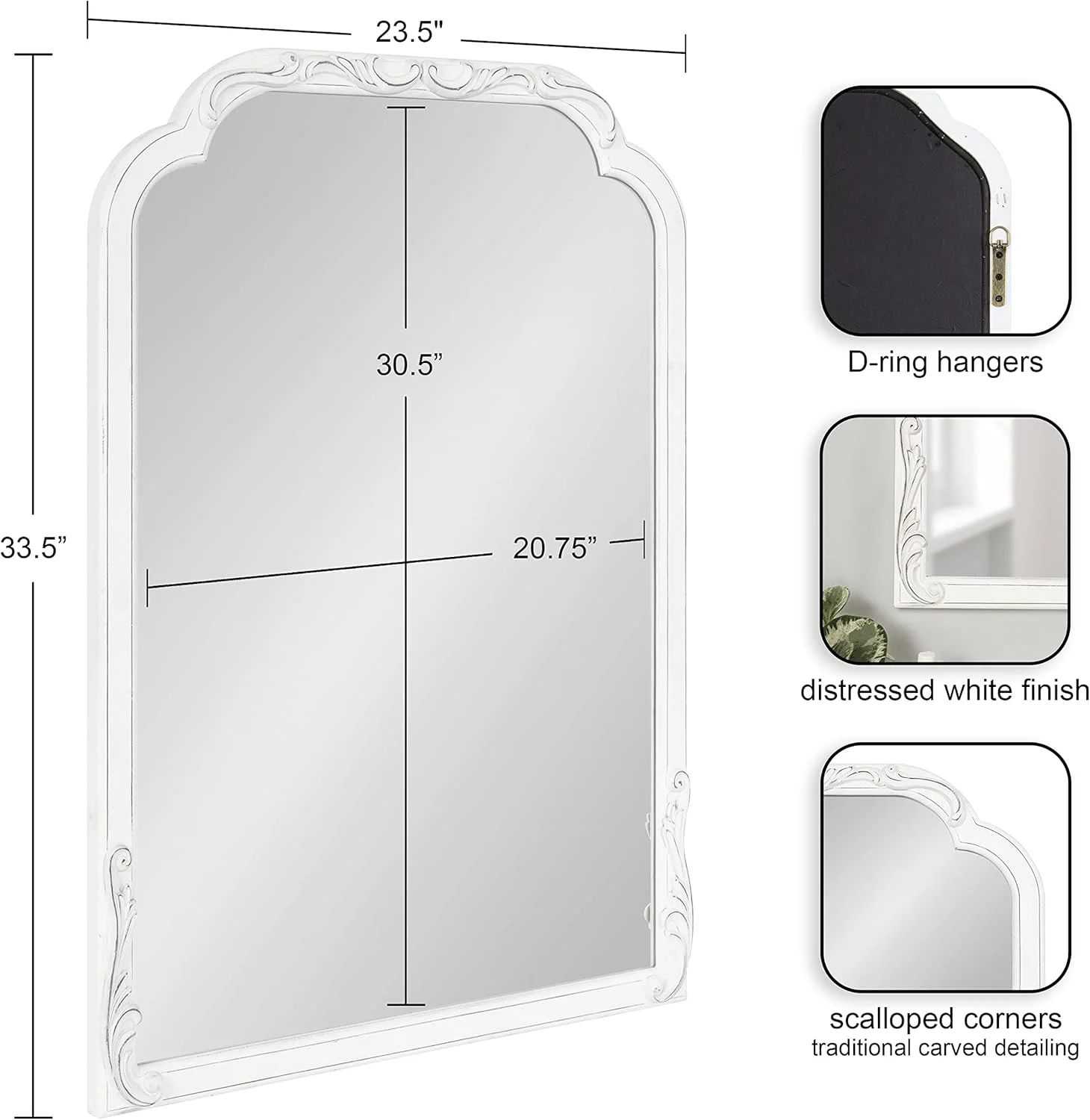 آینه قدی کمانی دکوراتیو طرحدار Kate and Laurel Fraimont با جزئیات تزئینی و پرداخت کهنه کاری شده، 61x86 سانتی متر، سفید آینه قدی کمانی دکوراتیو طرحدار Kate and Laurel Fraimont با جزئیات تزئینی و پرداخت کهنه کاری شده، 61x86 سانتی متر، سفید