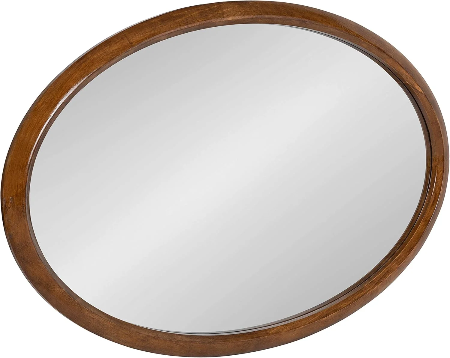 آینه دیواری چوبی بیضی شکل با قاب چوبی سنتی کیت و لورل پائو، 61x91 سانتی متر، قهوه ای گردویی، آینه تزئینی برای دیوار آینه دیواری چوبی بیضی شکل با قاب چوبی سنتی کیت و لورل پائو، 61x91 سانتی متر، قهوه ای گردویی، آینه تزئینی برای دیوار