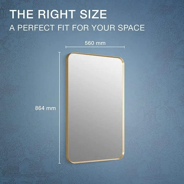 آینه مستطیلی دکوراتیو Kohler Essential برای دیوار 560mmX864mm (22"x 34")، قاب طلایی برس خورده مدرن با شیشه روکش نقره ای - آینه برای حمام، اتاق نشیمن، اتاق خواب - فلز درجه یک آینه مستطیلی دکوراتیو Kohler Essential برای دیوار 560mmX864mm (22"x 34")، قاب طلایی برس خورده مدرن با شیشه روکش نقره ای - آینه برای حمام، اتاق نشیمن، اتاق خواب - فلز درجه یک