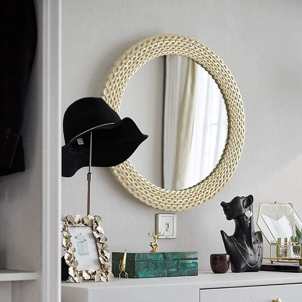 آینه تزئینی JDOSHIS مناسب برای دکوراسیون دیوار، آینه دیواری گرد مناسب برای اتاق خواب، حمام، ورودی اتاق نشیمن (A) آینه تزئینی JDOSHIS مناسب برای دکوراسیون دیوار، آینه دیواری گرد مناسب برای اتاق خواب، حمام، ورودی اتاق نشیمن (A)