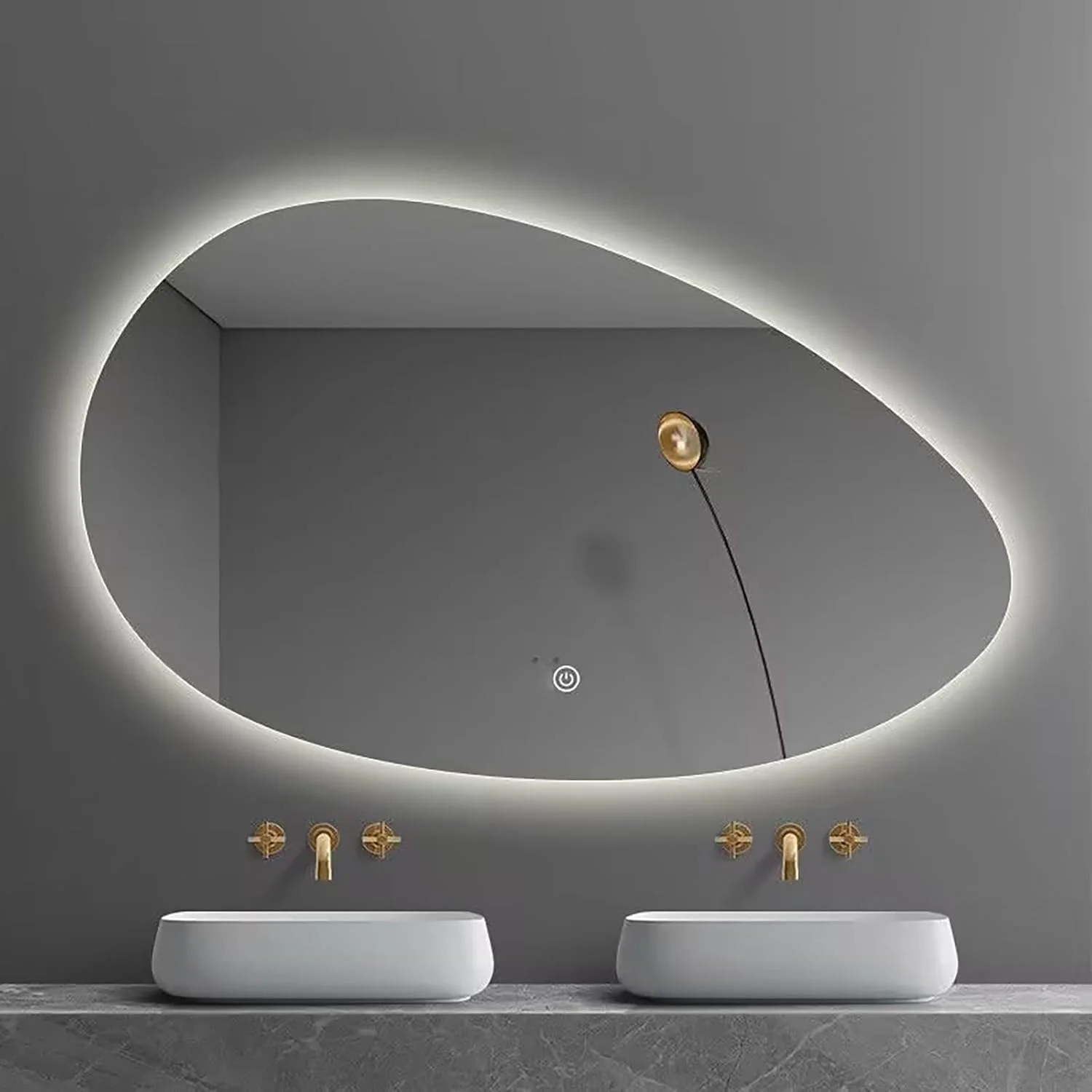 آینه حمام نامنظم با نور LED سه رنگ، آینه تزئینی قطره اشکی، آینه دیواری بدون قاب، آینه آرایش نامتقارن، نور پس زمینه LED آینه حمام نامنظم با نور LED سه رنگ، آینه تزئینی قطره اشکی، آینه دیواری بدون قاب، آینه آرایش نامتقارن، نور پس زمینه LED