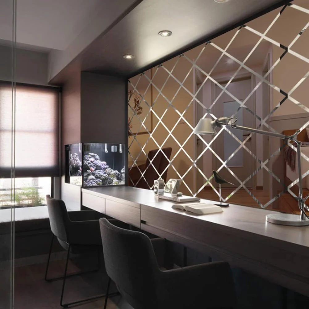 برچسبهای دیواری طرح الماس JAWSEU، برچسب آینه دیواری سه بعدی تزئینی، آینههای هندسی، برچسبهای آینه کاشی قابل جابجایی برای اتاق نشیمن منزل برچسبهای دیواری طرح الماس JAWSEU، برچسب آینه دیواری سه بعدی تزئینی، آینههای هندسی، برچسبهای آینه کاشی قابل جابجایی برای اتاق نشیمن منزل