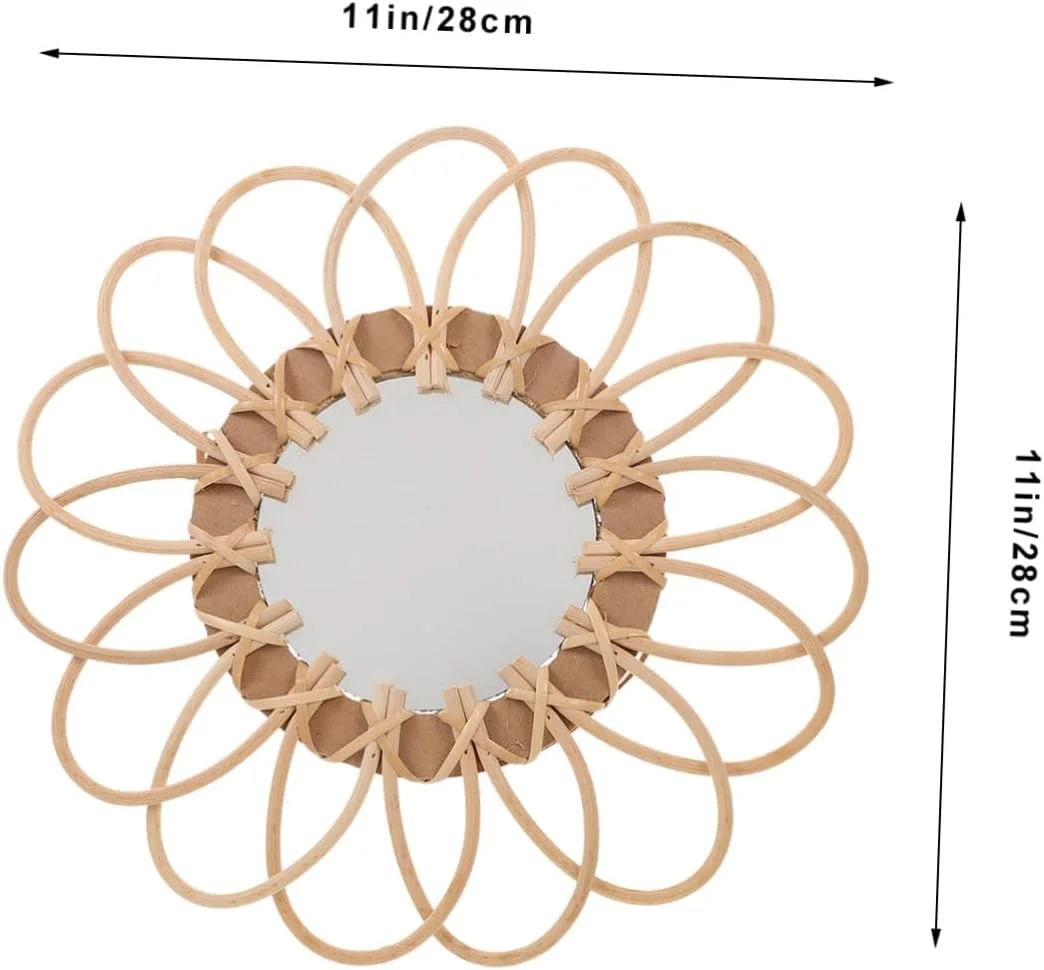 آینه دیواری بافتنی دست ساز INOOMP، آینه تزئینی به سبک نوردیک برای اتاق خواب، دکوراسیون منحصر به فرد دیواری حمام، هنر دیواری بوهمی آینه دیواری بافتنی دست ساز INOOMP، آینه تزئینی به سبک نوردیک برای اتاق خواب، دکوراسیون منحصر به فرد دیواری حمام، هنر دیواری بوهمی