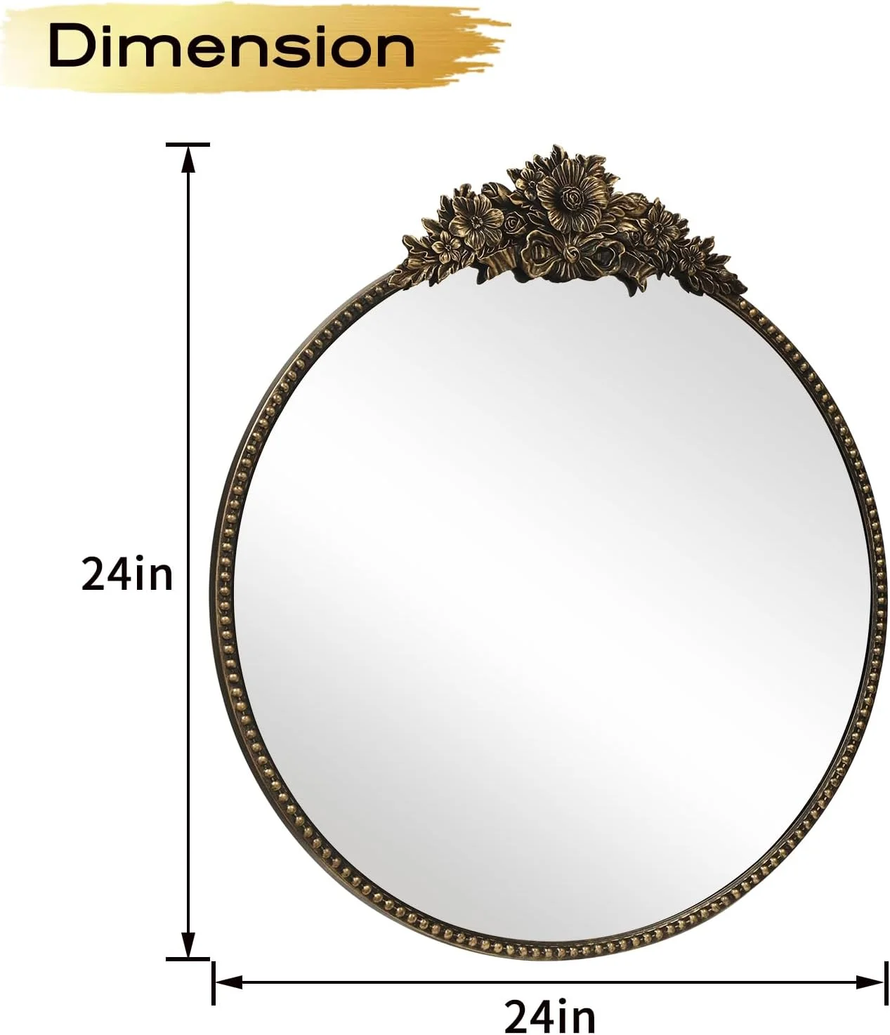 آینه گرد IPOUF، آینه آنتیک به سبک باروک، آینه دایره ای فلزی 60 سانتی متری، آینه تزئینی دیواری برای ورودی، حمام، آینه روشویی، مشکی رترو آینه گرد IPOUF، آینه آنتیک به سبک باروک، آینه دایره ای فلزی 60 سانتی متری، آینه تزئینی دیواری برای ورودی، حمام، آینه روشویی، مشکی رترو