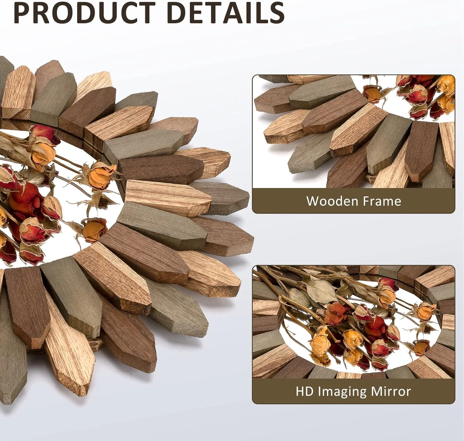 آینه دکوراتیو دیواری بوهو Honiway، 30 سانتیمتری، با قاب چوبی طرح خورشید، مناسب دکوراسیون اتاق خواب، اتاق نشیمن، سه رنگ آینه دکوراتیو دیواری بوهو Honiway، 30 سانتیمتری، با قاب چوبی طرح خورشید، مناسب دکوراسیون اتاق خواب، اتاق نشیمن، سه رنگ