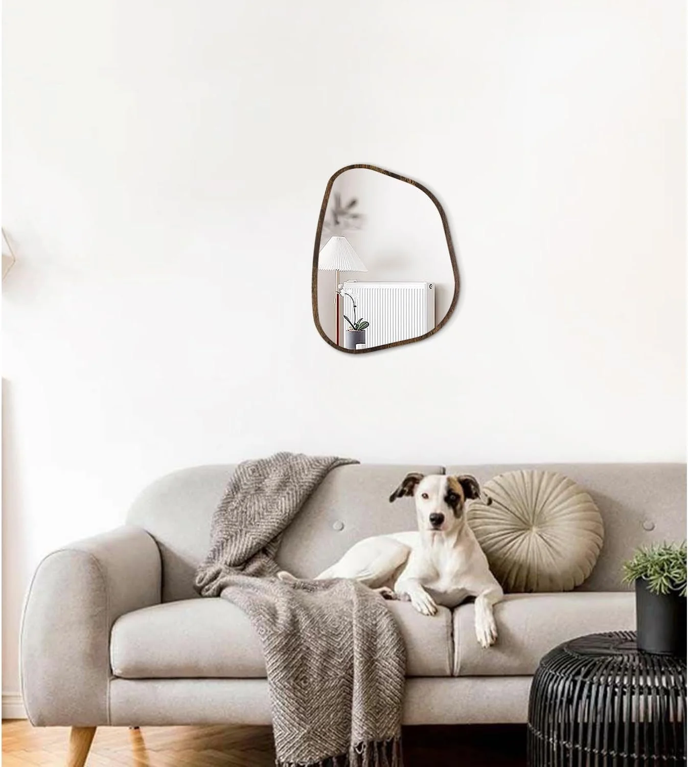 آینه نامتقارن HLFMVWE، آینه دیواری بیضی نامنظم با قاب چوبی مدرن، آینه هنری و دکوراتیو برای اتاق نشیمن، اتاق خواب، حمام، ورودی راهرو، 35x25 سانتی متر آینه نامتقارن HLFMVWE، آینه دیواری بیضی نامنظم با قاب چوبی مدرن، آینه هنری و دکوراتیو برای اتاق نشیمن، اتاق خواب، حمام، ورودی راهرو، 35x25 سانتی متر