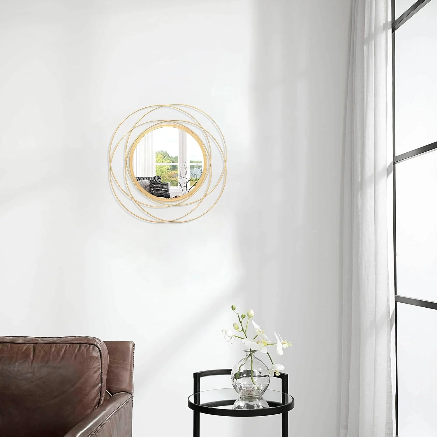 آینه دایره ای طلایی تزئینی HLFMVWE با قاب فلزی سیم آهنی، مناسب دکوراسیون منزل، اتاق نشیمن، اتاق خواب، حمام، ورودی، هدیه کوچک برای زنان و مادران آینه دایره ای طلایی تزئینی HLFMVWE با قاب فلزی سیم آهنی، مناسب دکوراسیون منزل، اتاق نشیمن، اتاق خواب، حمام، ورودی، هدیه کوچک برای زنان و مادران
